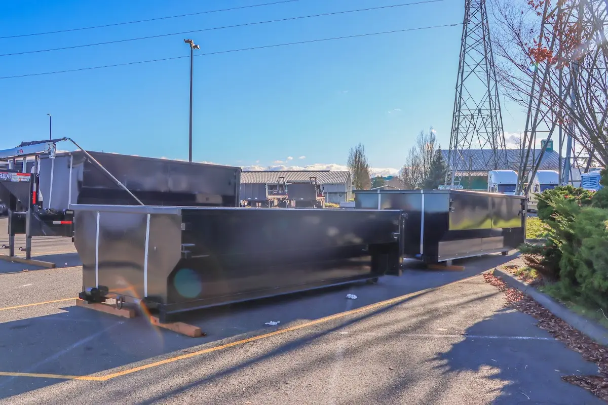 Roll-off dumpster ready for waste disposal at job site for Construction Dumpster Rental in North Auburn